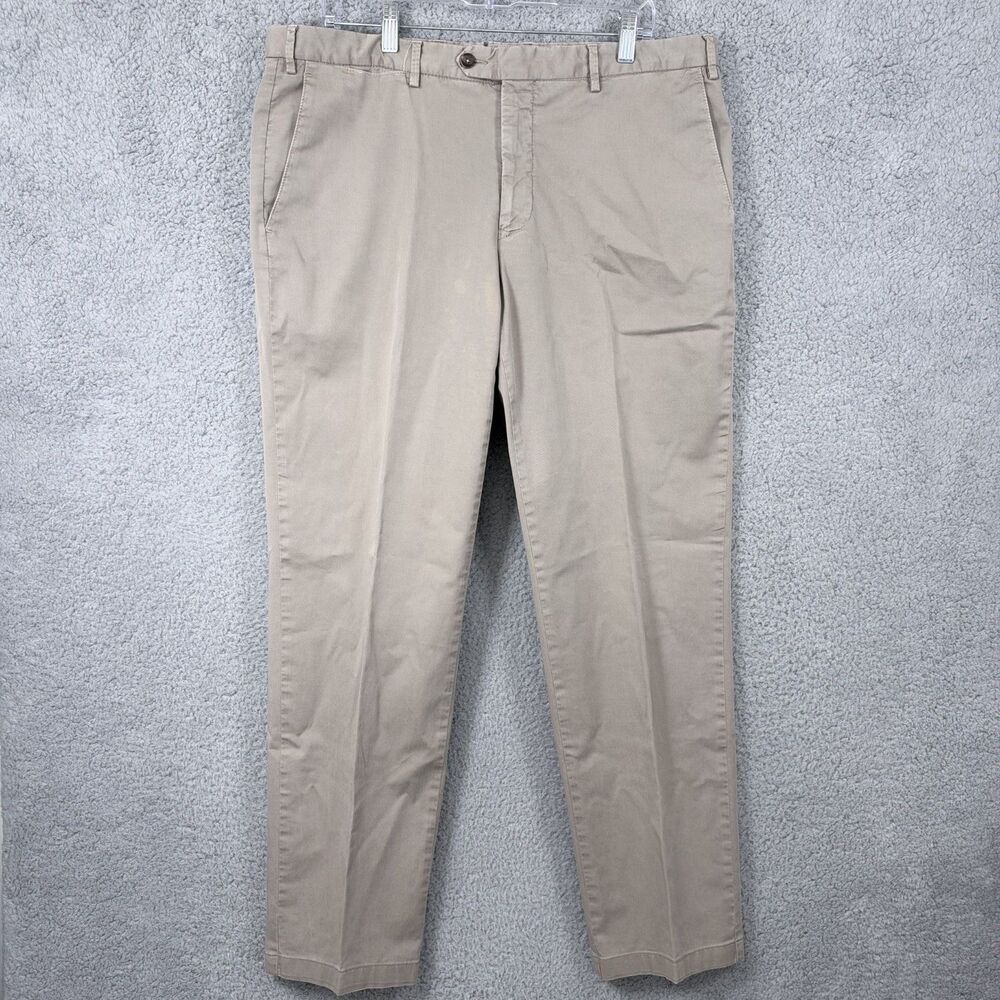 Turnbull & Asser Men's Size IT 54 - US 38 Khaki Twill Business Chino Pants STAIN